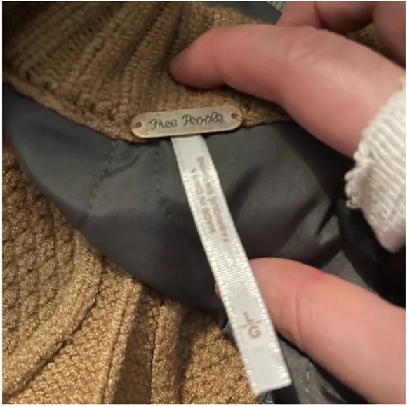 NWOT Free People Block Party Bomber Jacket Tobacco Pavement Combo Size L - Picture 9 of 9